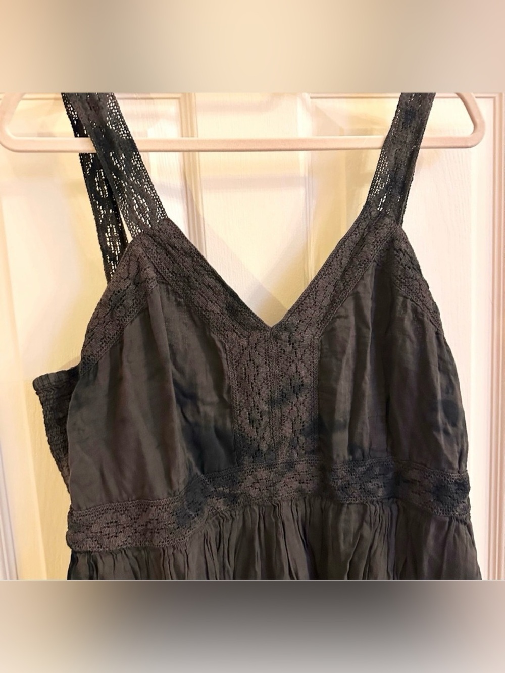 Disturbia Black brown tie dye boho Lace-Trim Sleeveless Midi Dress - Picture 3 of 4